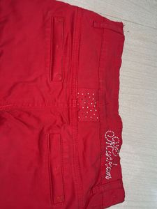 Vibrant Red Slim Fit Pants