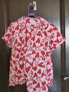 Cute Heart Print Pajama Set