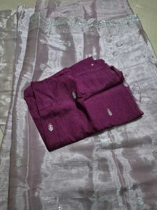 Elegant Sequined Saree with original blouse piece