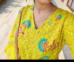 Yellow Printed Peplum top