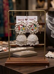 Designer Silver Jhumka Earrings