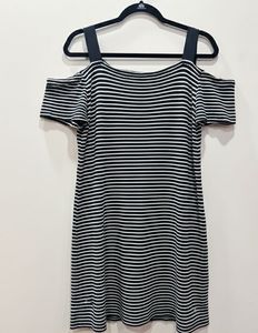 Striped Cold Shoulder Casual Dress