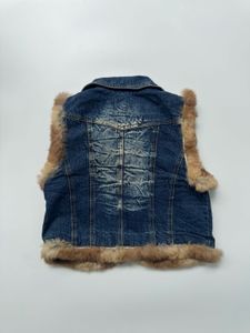Y2K Denim Fur Trimmed Vest