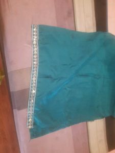 Beautiful Teal Kurta with Embellished Neckline