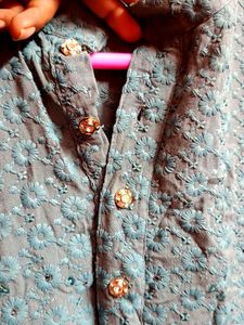 Men's Teal Printed Kurta