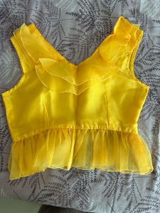 Tie-Dye Yellow Lehenga Skirt with Tassels