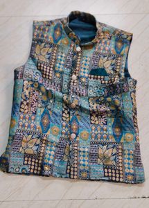 Men's Teal Kurta Set with Nehru Jacket