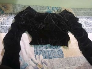 Black Velvet Off-Shoulder Top