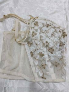 Lace Embroidered Corset Bra Top
