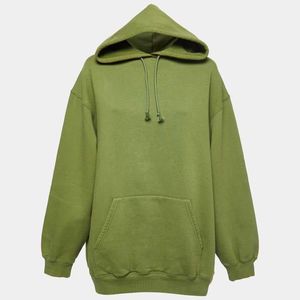 Balenciaga Green Logo Printed Cotton Hoodie