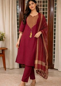 Maroon Kurta Set with Dupatta ❤️