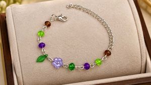Y2K Flower & Leaf Charm Bracelet