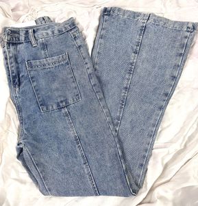 High Waist Wide Leg Denim Jeans