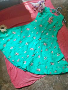 Green Floral Sleeveless Dress
