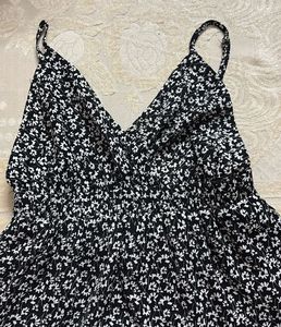 Chic Floral Print Midi Dress black - S