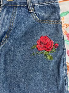 Embroidered Denim Skirt