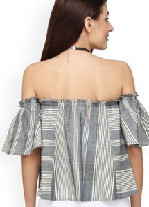 Blue and White Striped Top