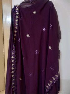 Purple Embellished Kurta With Full Gear Plazo💓
