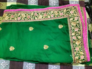 Embroidered Green Saree