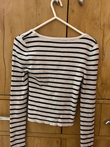 Striped Long Sleeve Crop Top