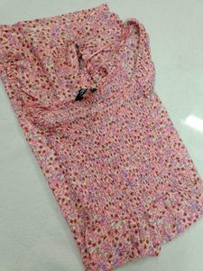 Pink Floral Smocked Dress