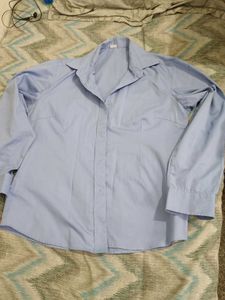 Classic Blue Oversized Button-Down Shirt