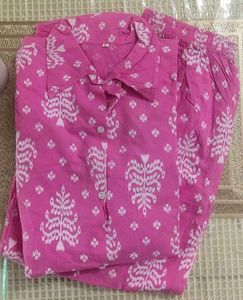 Pink Printed Cotton Coord Set