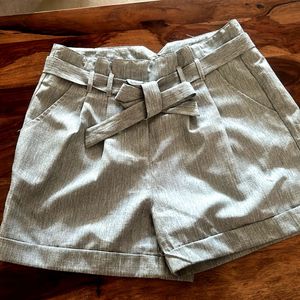 Trendy Stylish Linen Grey Belted Shorts