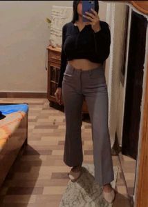 Grey Wide-Leg Trousers