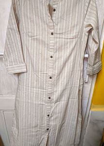 ANOUK BEIGE COTTON KURTA SET | SIZE S