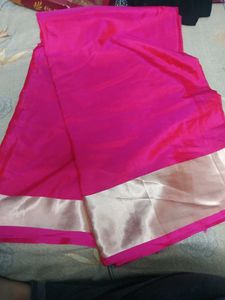 Vibrant Pink Silk Saree with blouse piece