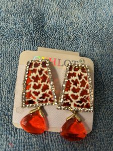 Lovely Rust orange & White Designer Earrings