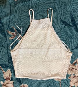 New Look Cream Lace Crop Top