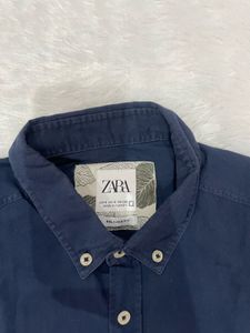 Zara Navy Blue Button-Down Shirt