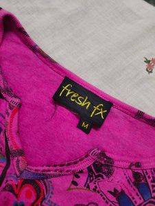 Vibrant Pink Floral Print Bell Sleeve Top