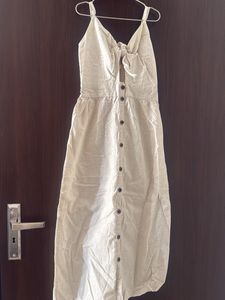 Boho Linen Button-Front Midi Dress