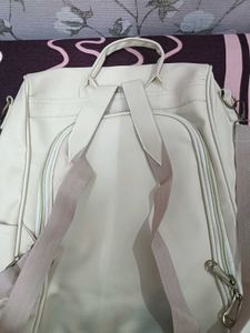 Cream Embroidered Backpack