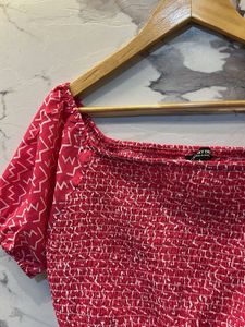 Smocked Off-Shoulder Crop Top, Bust- 36