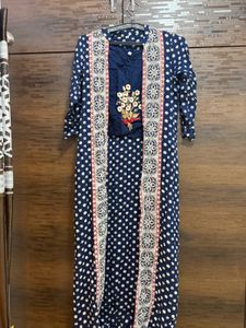 Stylish Navy Blue Printed Kurta Set