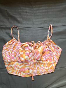 Retro Print Tie-Front Crop Top - FREE SHIPPING!!