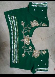 Emerald Green Embroidered Saree