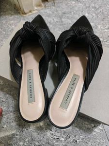 Charles and Keith Black Knotted Mules