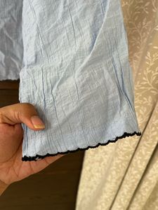Light Blue V-Neck Long Sleeve Top