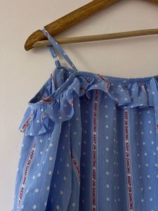 Blue Polka Dot Off-Shoulder Top