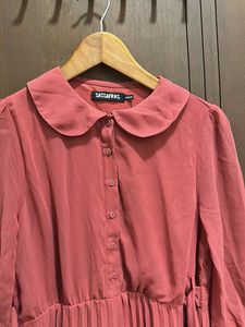 Dusty Rose Pleated Shirt Dress – Size M