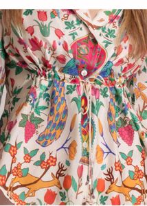 Chic Printed Peplum Top with Drawstring Waist