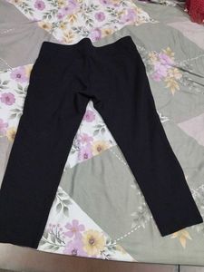Black Textured Cropped Pants
