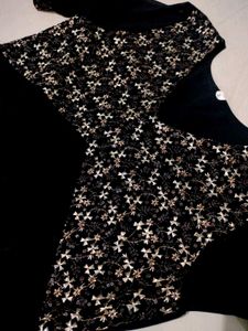 Elegant BlackAlia cut Kurta with Intricate Embroid