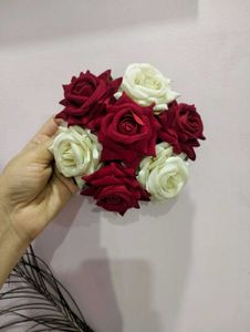 Elegant Red &amp; White Rose Hair Bun