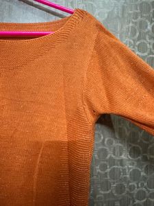 Sparkly Orange Knit Top